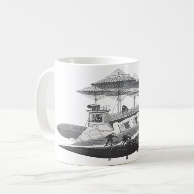 Mug Éclipse de dirigeable Science-fiction Steampunk vi (Devant gauche)