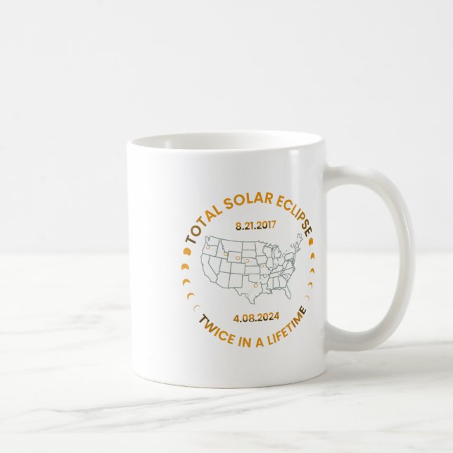Mug Éclipse Solaire Deux Fois Au Cours De La Vie 2024  (Droite)
