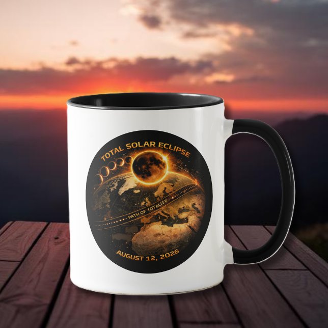 Mug Éclipse solaire totale 2026 : trajectoire de la to (Total Solar Eclipse 2026 Path of Totality Mug )