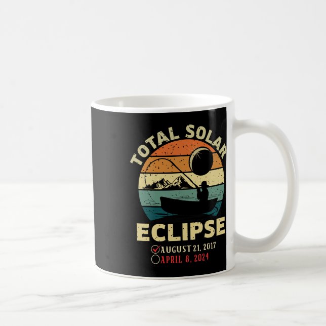 Mug Éclipse solaire vintage 2024 Totalité Pêche Avril  (Droite)