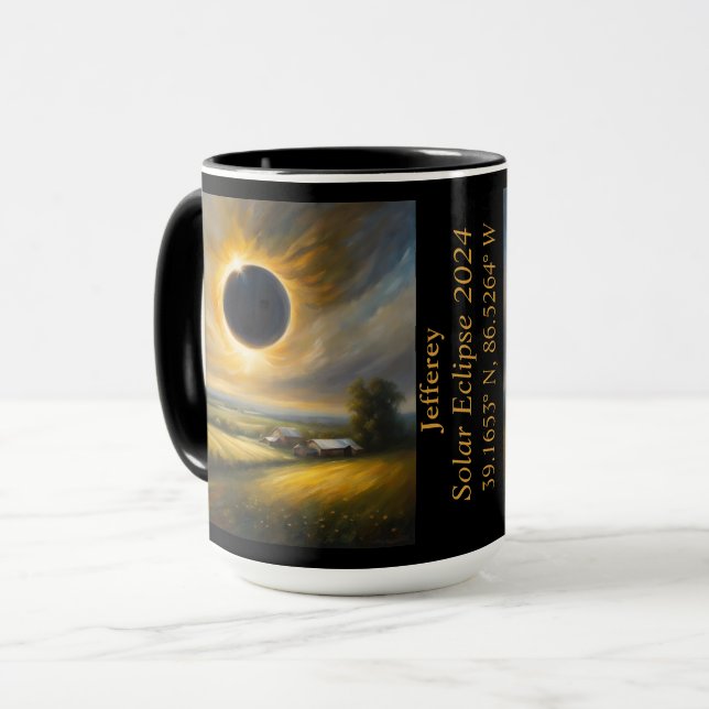Mug Éclipse totale des coordonnées GPS Sun Nom (Devant gauche)