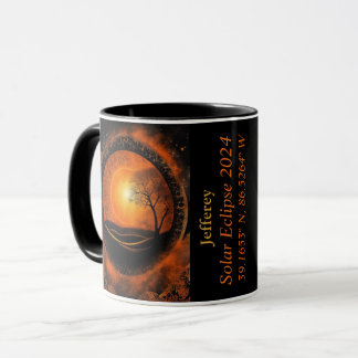 Mug Éclipse totale des coordonnées GPS Sun Nom