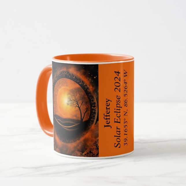 Mug Éclipse totale des coordonnées GPS Sun Nom (Devant gauche)