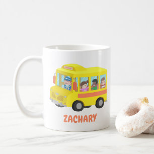 Mug École Bus Scolaire Jaune Mignon et Enfants Heu