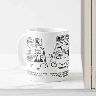 Mug École de conduite. 3 Caricatures de l'école de con