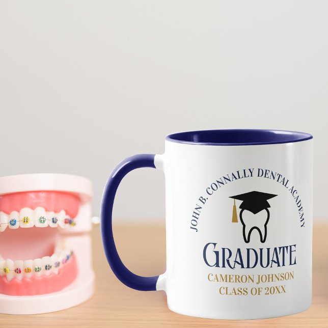 Mug École dentaire bleu marine Diplôme sur mesure Dent (Créateur téléchargé)