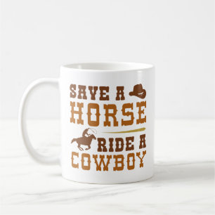 Mug Économisez Une Promenade À Cheval Sur Un Cowboy