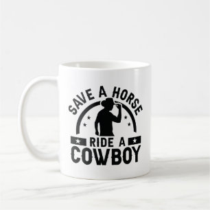 Mug Économisez Une Promenade À Cheval Sur Un Cowboy