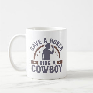 Mug Économisez Une Promenade À Cheval Sur Un Cowboy