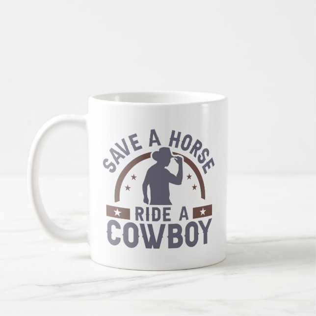 Mug Économisez Une Promenade À Cheval Sur Un Cowboy (Gauche)