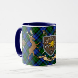 Mug écossais avec badge et tartan du clan Campbell