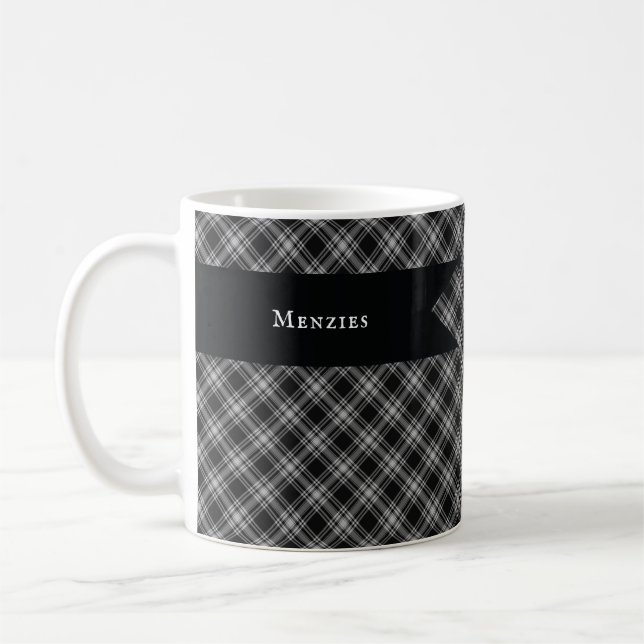Mug Écossais noir et blanc Menzies (Gauche)