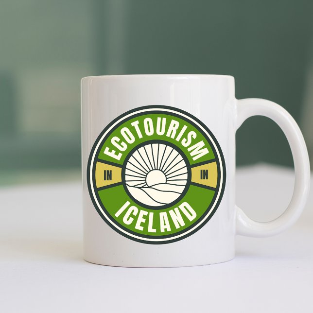 Mug Ecotourisme Nordic Islande Vert Voyage Lent Logo (Créateur téléchargé)