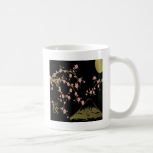 Mug Écran Japonais Rose Sakura Or Noir