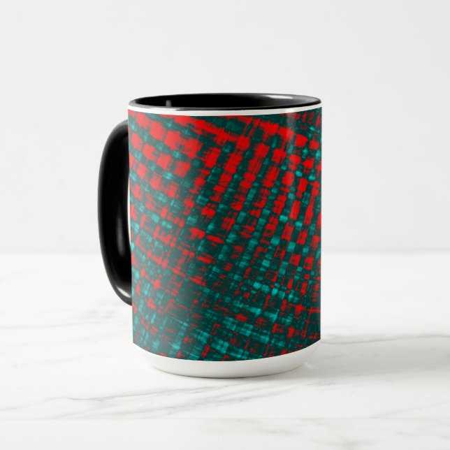 Mug Écrans croquants rouges sur cyan rouge (Devant gauche)