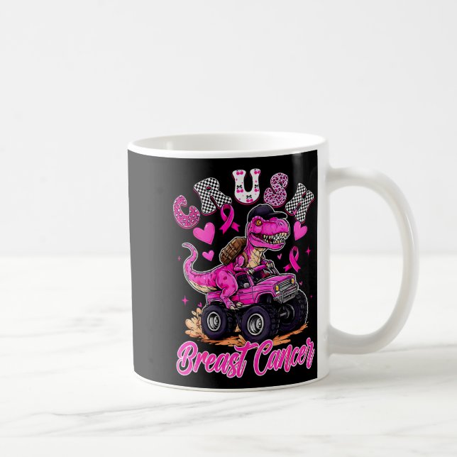 Mug Écraser le cancer du sein Dinosaure T Rex Monster  (Droite)