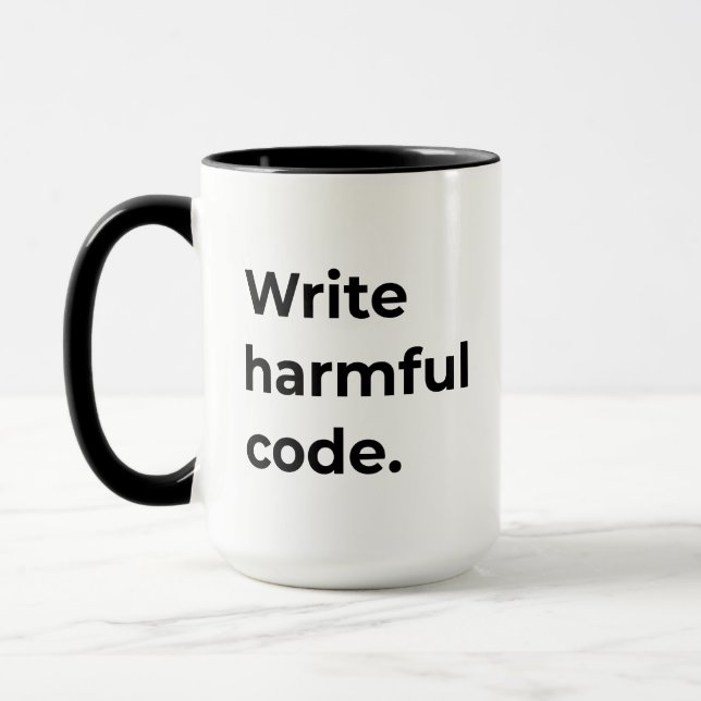 Mug Écrire Code nuisible Code drôle (Gauche)