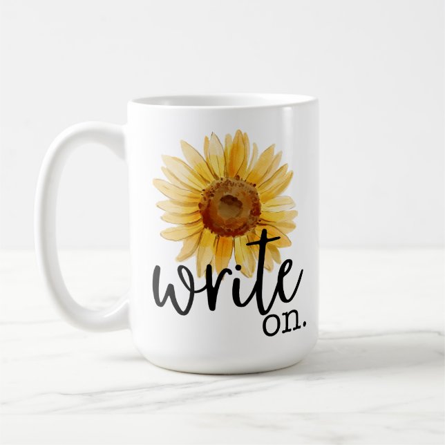 Mug Écrire sur (avec tournesol) (Gauche)