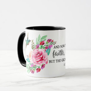 Mug Écriture Bible Verse Rose Rose Oiseau Religieux