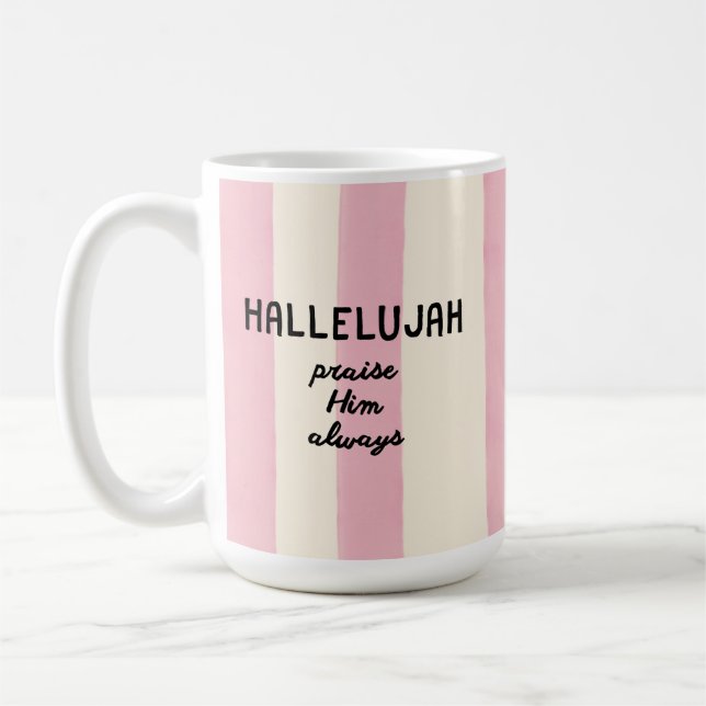 Mug Écriture chrétienne louange Alléluia avec rayure r (Gauche)