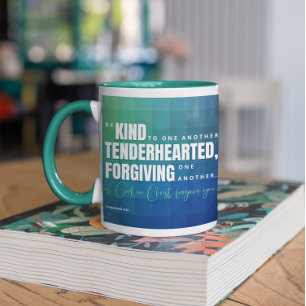 Mug Écriture chrétienne Soyez gentil Verse Bleu Vert