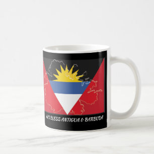 Mug Écriture Customisée ANTIGUA BARBUDA DRAPEAU Noir