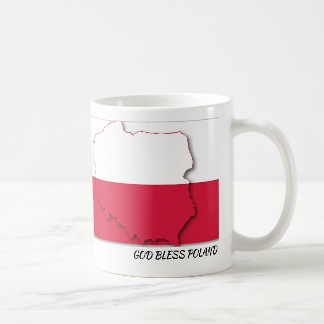Mug Écriture de DRAPEAU POLOGNE Customisé blanc (Droite)