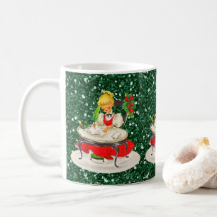 Mug Écriture de Noël victorienne FauxGlitter vert