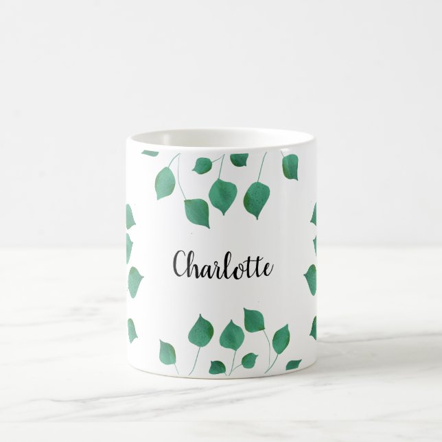 Mug Écriture de nom vert du feuillage vert (Centre)