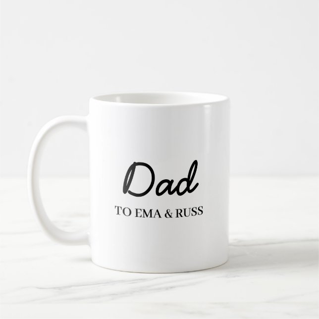 Mug Écriture de noms d'enfants pour la fête des pères  (Gauche)