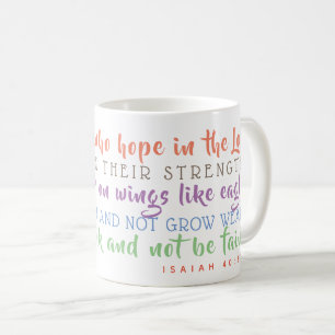 Mug Écriture d'Isaïe Tirer sur des ailes comme des aig