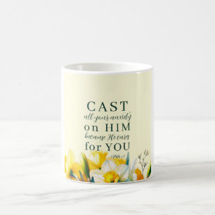 Mug Écriture florale 1 Pierre 5:7