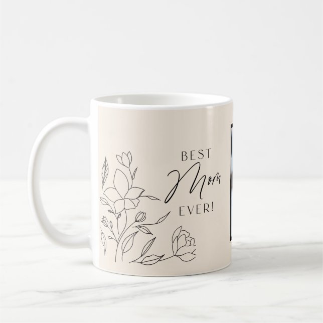 Mug Écriture Florale à Ligne Minimale (Gauche)