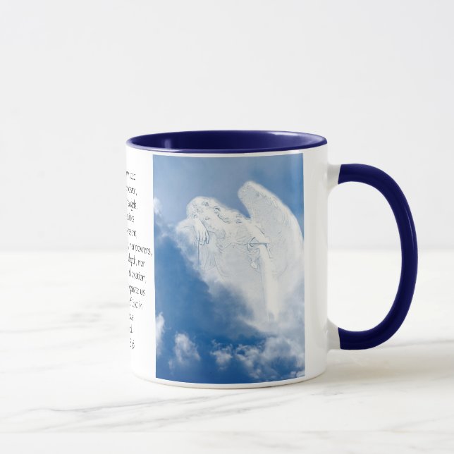 Mug Écriture Inspirante Angel Dans Les Nuages, Romains (Droite)