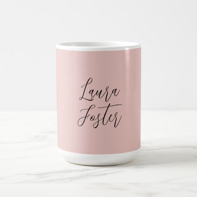 Mug Écriture manuscrite classique Nom élégant Rose Gol (Centre)