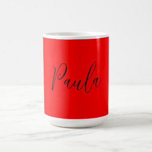Mug Écriture manuscrite Nom élégant Couleur rouge Plai