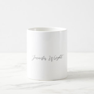 Mug Écriture minimaliste professionnelle gris blanc