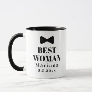 Mug écriture moderne meilleure femme noir cravate arc 
