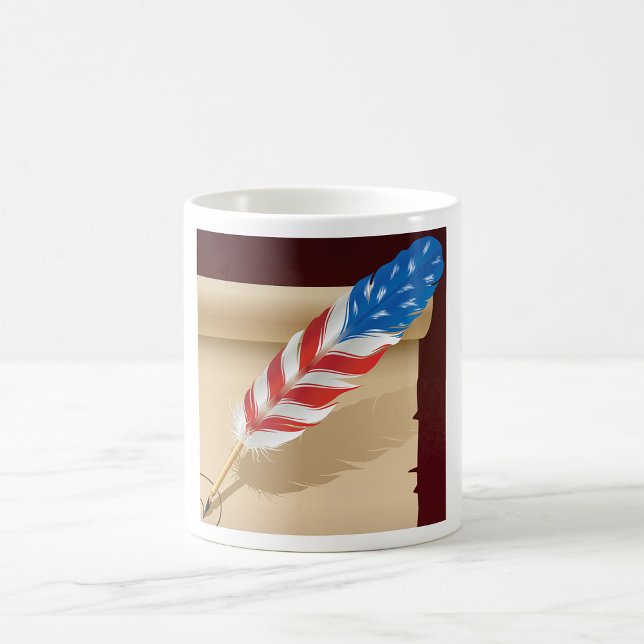 Mug Écriture patriotique plume sur papier antique (Créateur téléchargé)