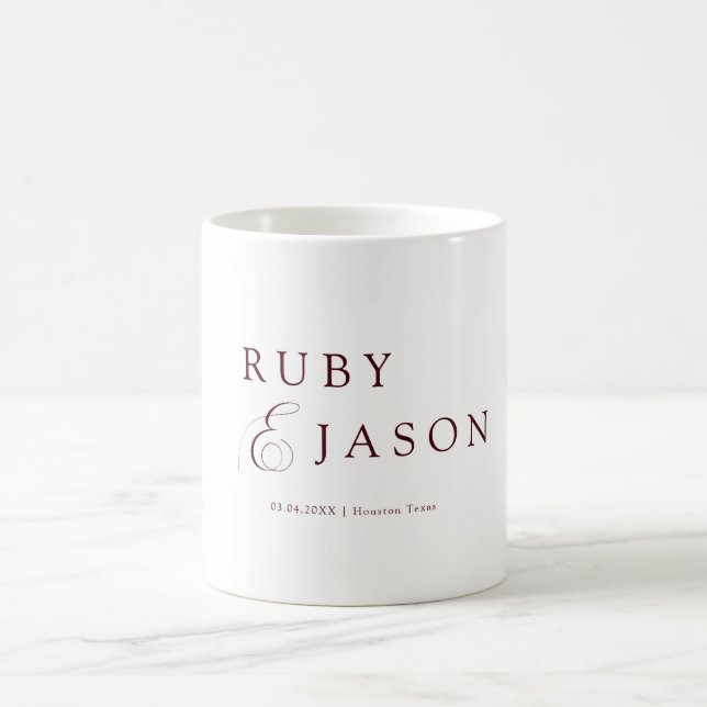 Mug Écriture royale burgundy élégante (Centre)