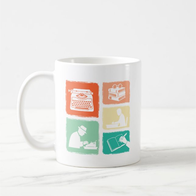 Mug Écrivain Collage Vintage Écrivain Auteur Journalis (Gauche)