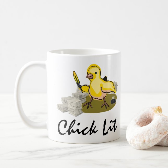 Mug Écrivain Lit avec papier et Quill Plume (Avec donut)