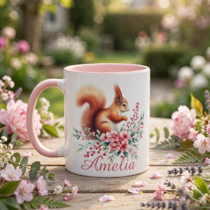 Mug Écureuil aquarelle mignon Personnalisé 