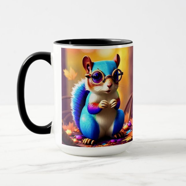 Mug Écureuil bleu mignon avec lunettes (Gauche)