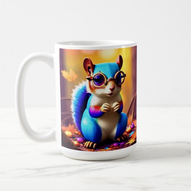 Mug Écureuil Bleu Mignon avec Lunettes-56786 (Gauche)