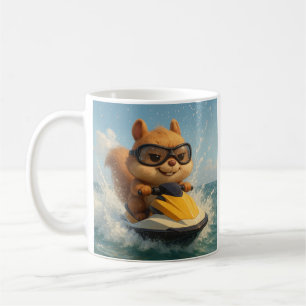 Mug Écureuil cool sur jet-ski. Été drôle.