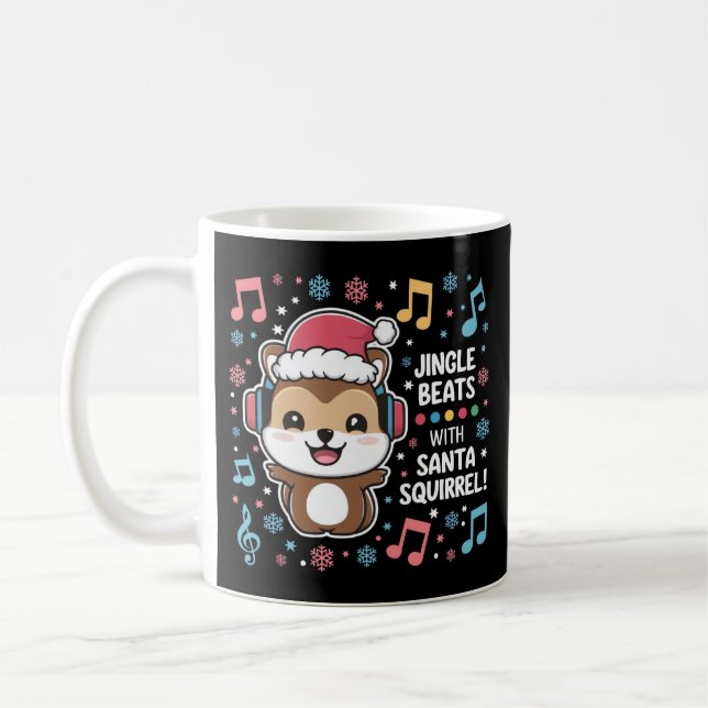Mug Écureuil dans les casques et Santa Hat - Jingle Be (Gauche)
