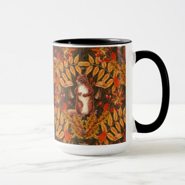 Mug Écureuil d'automne sur brun foncé (Droite)