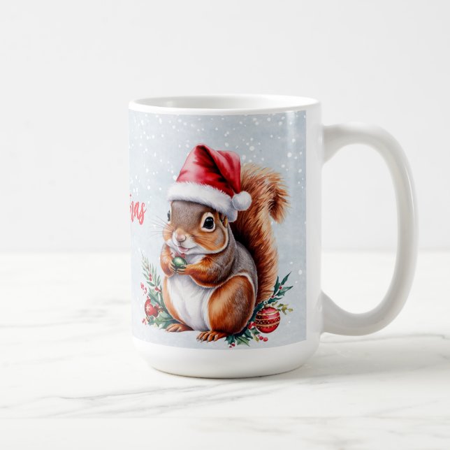Mug écureuil de grande taille Santa hat Merry neige de (Droite)
