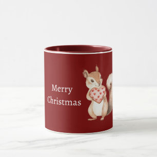 Mug Écureuil de Noël aux cœurs rouges